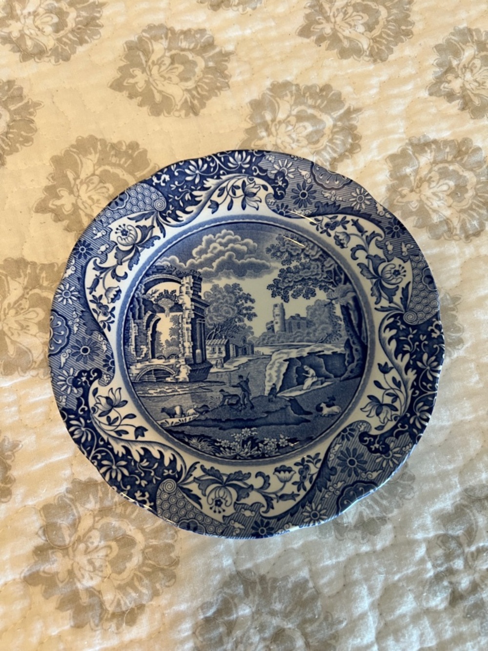 Spode Blue and White  Plate with Scenic Landscape